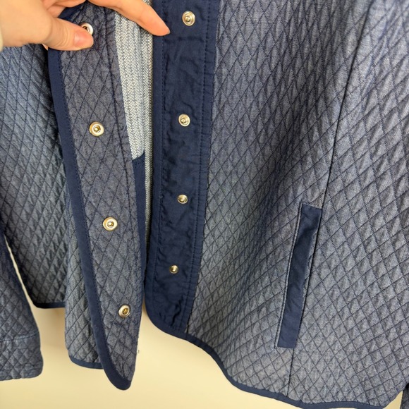 Isaac Mizrahi Live Quilted Snap Front Jacket Medium Blue Comfy Fall Layering - Picture 3 of 10